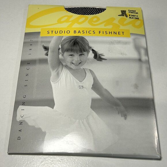 Studio Basics by Capezio Girls One Size Black Footed Fishnet Ballet Tights - Picture 1 of 3